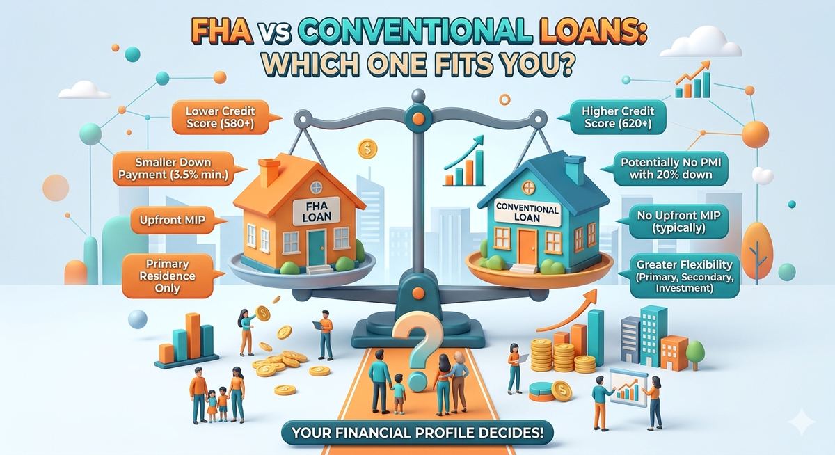 Simple flat illustration comparing two loan paths