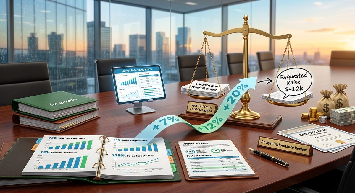 Simple flat illustration representing salary negotiation