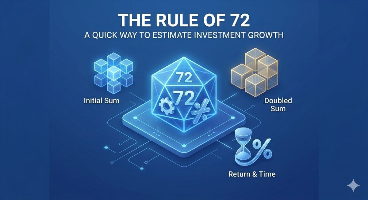 Simple flat illustration representing investment doubling time