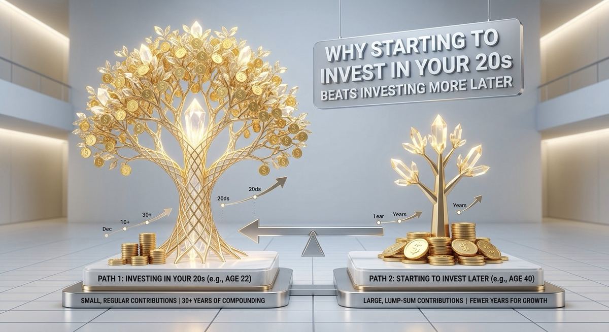 Simple flat illustration representing early investing advantage